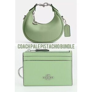 Coach Pale Pistachio / Silver Jonie Bag & Id Card Case